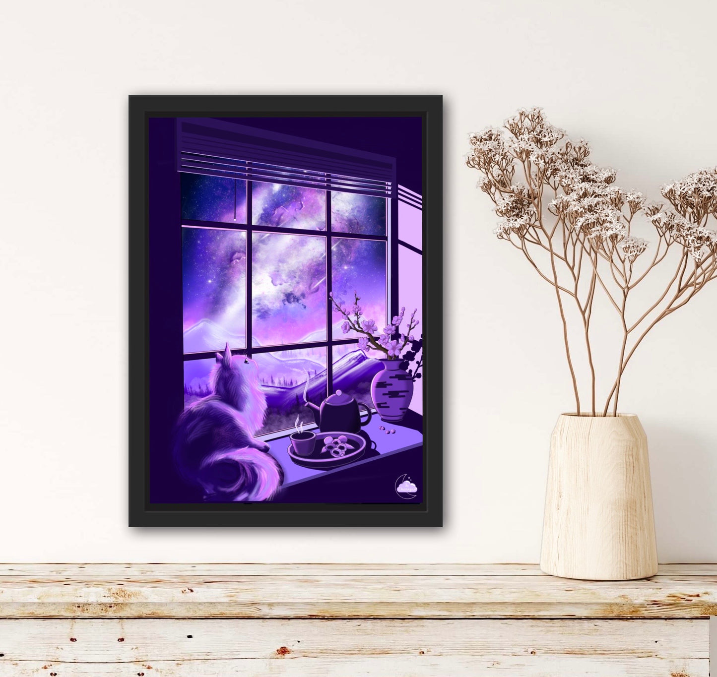 Ambiance poétique japonaise - Illustration original - Art Japonnais - Paysage nocturne - Style Lofi