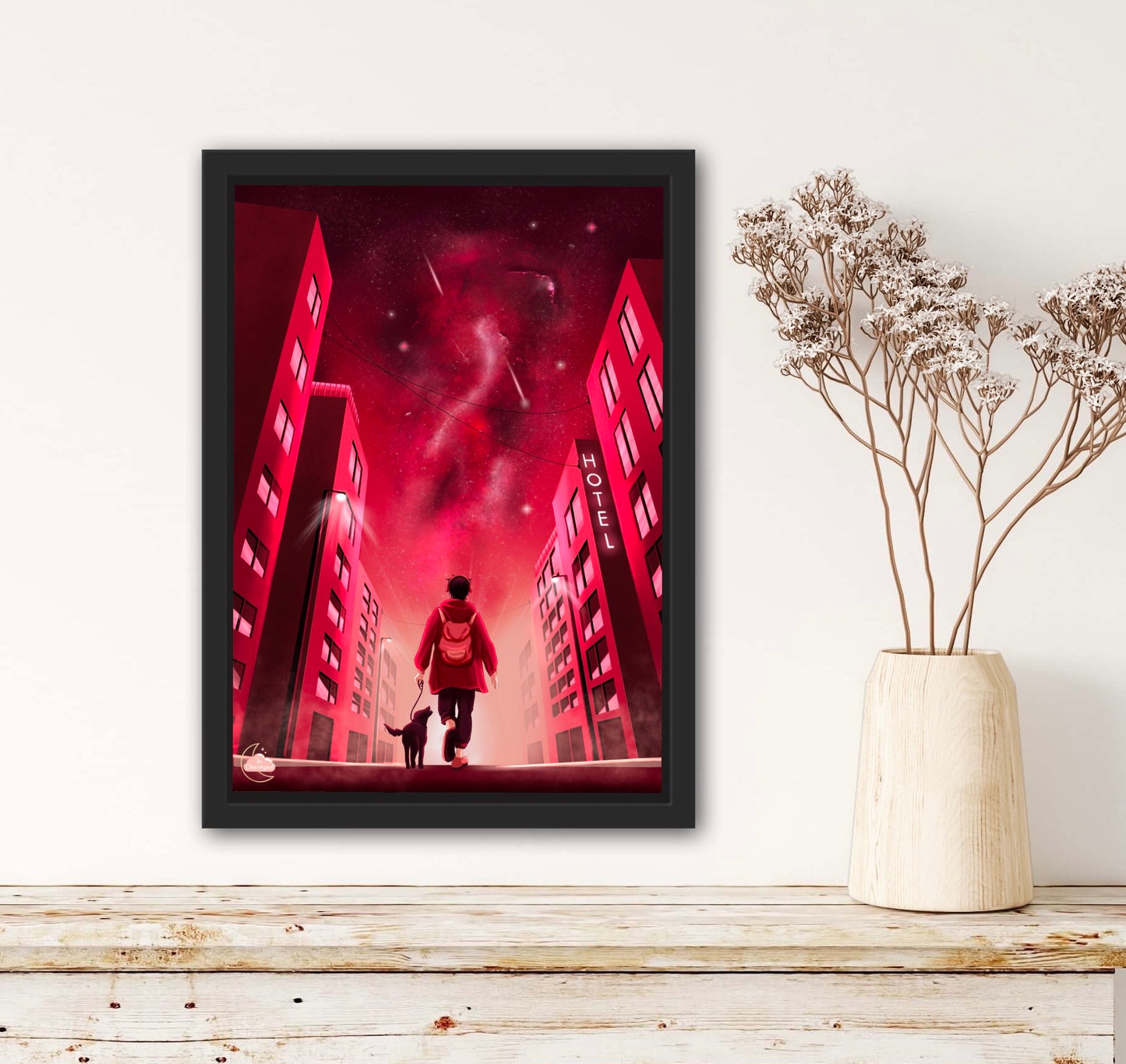 Ambiance poétique japonaise - Illustration original - Art Japonnais - Paysage nocturne - Style Lofi - Cyberpunk