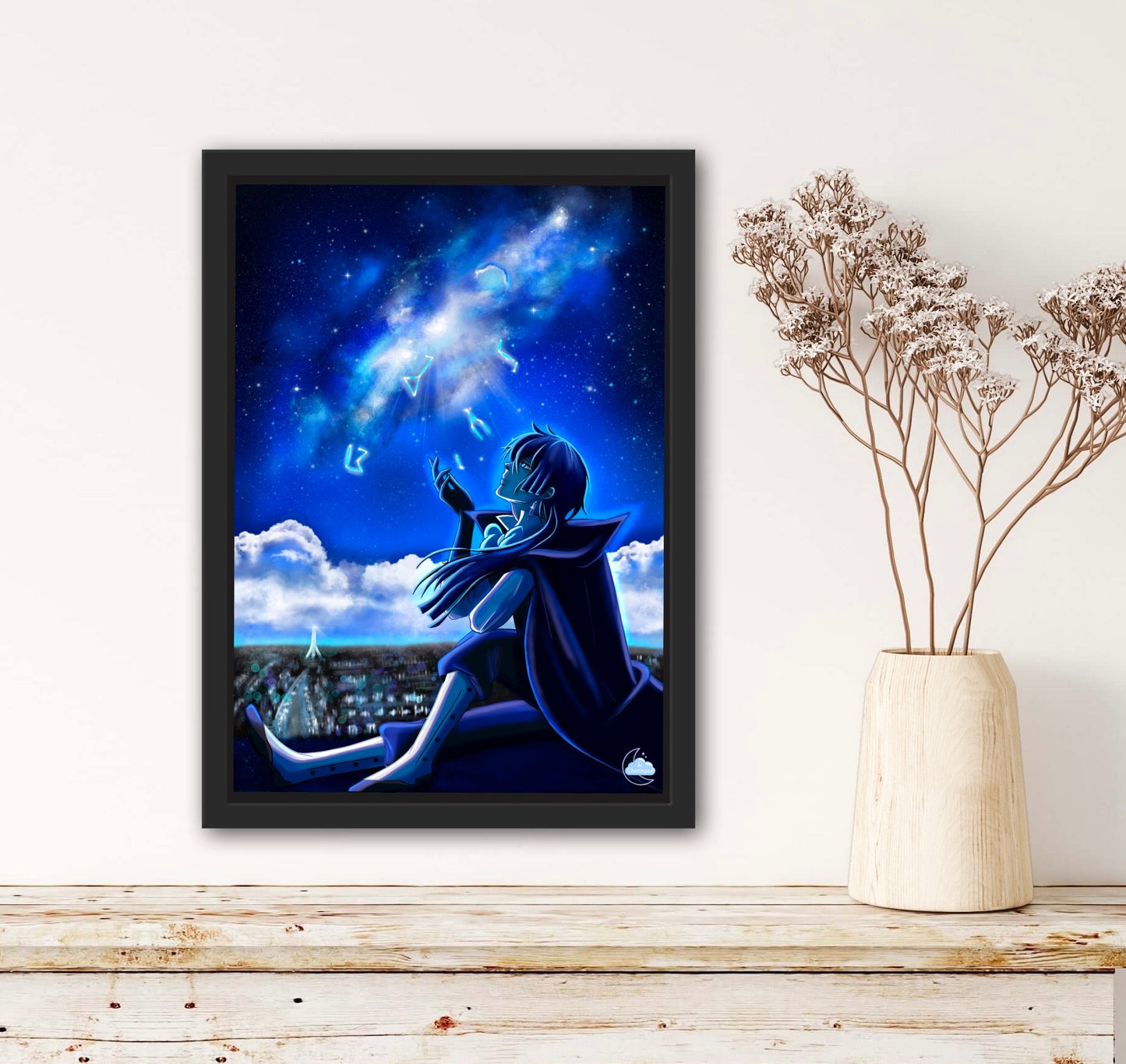 Ambiance poétique japonaise - Illustration original - Art Japonnais - Paysage nocturne - Style Lofi