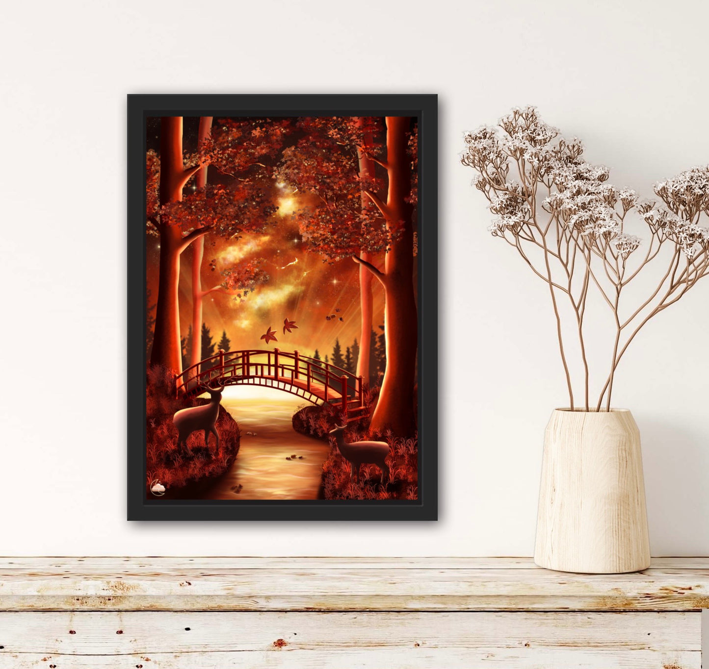 Ambiance poétique japonaise - Illustration original - Art Japonnais - Paysage nocturne - Style Lofi