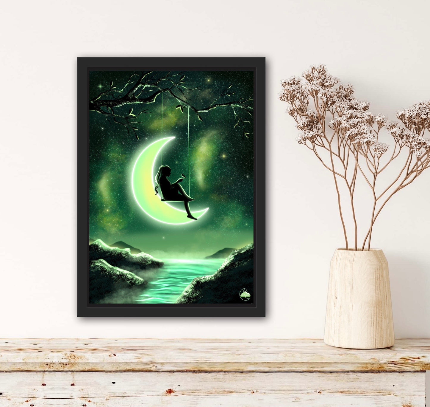 Ambiance poétique japonaise - Illustration original - Art Japonnais - Paysage nocturne - Style Lofi