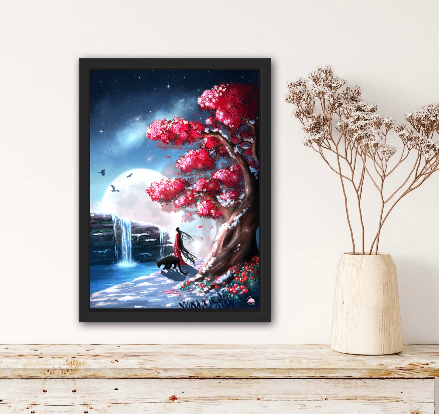 Affiche japonaise Paysage d'hiver et japonaise - Art numérique