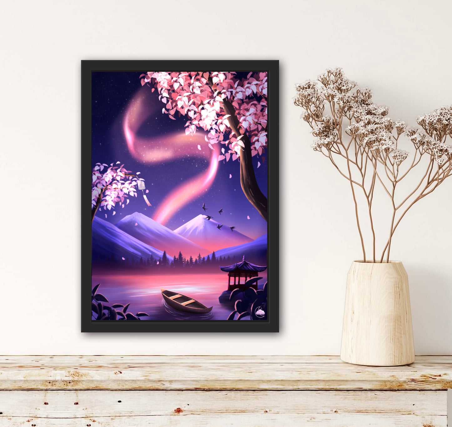 Affiche japonaise Lueurs silencieuses  - Art numérique