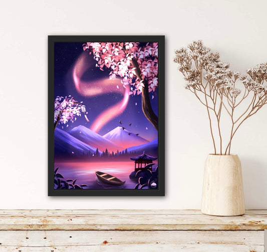 Affiche japonaise Lueurs silencieuses  - Art numérique