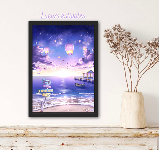 Affiche Plage nippone - Art numérique japonaise