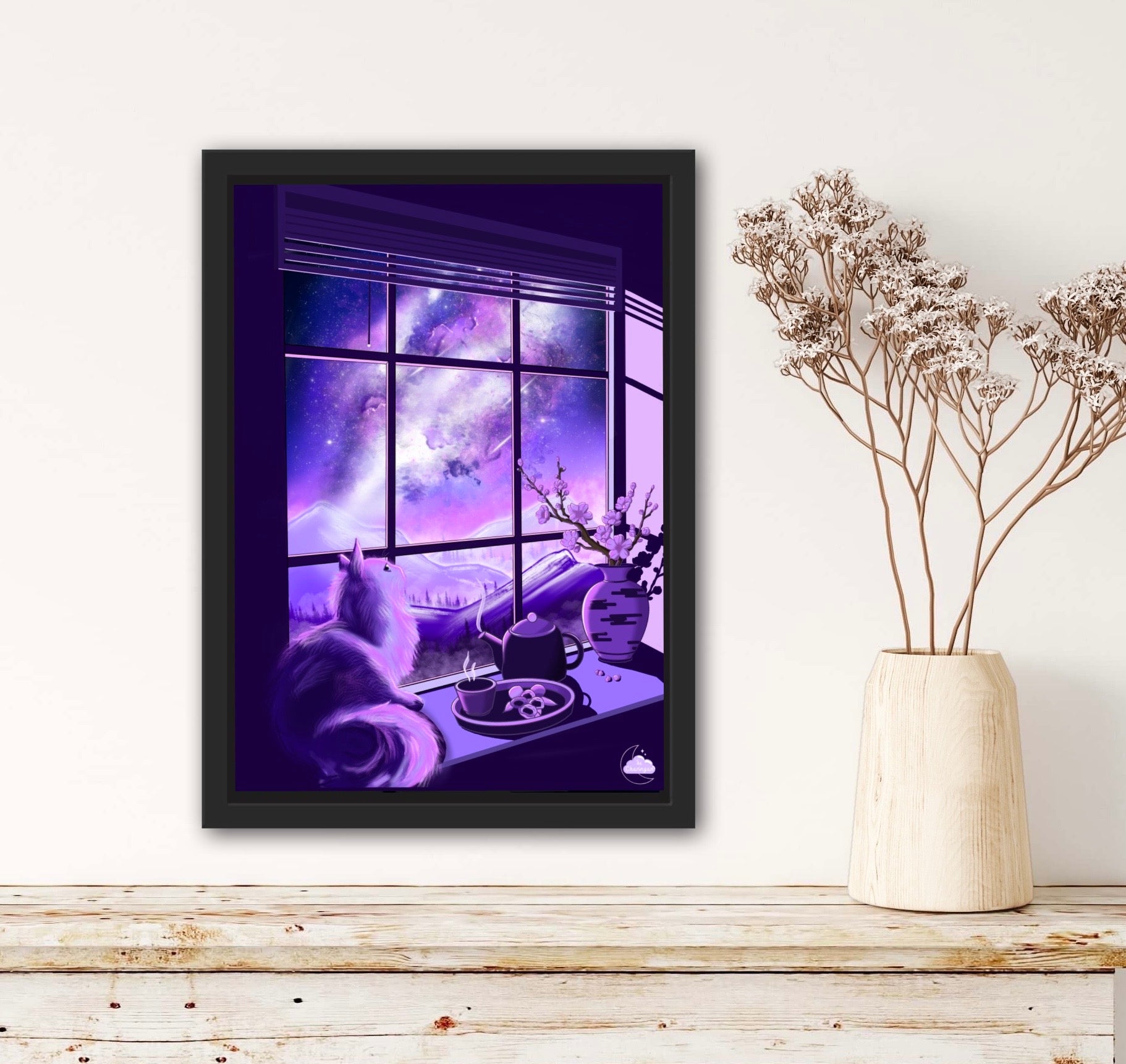 Ambiance poétique japonaise - Illustration original - Art Japonnais - Paysage nocturne - Style Lofi 