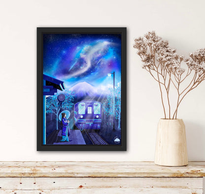 Ambiance poétique japonaise - Illustration original - Art Japonnais - Paysage nocturne - Style Lofi 