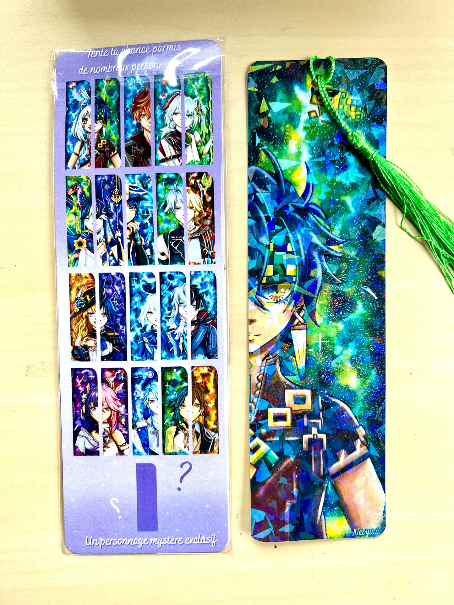 Marque-pages mystère Holographique Genshin Impact