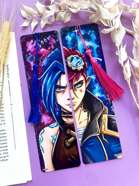 Marque-pages aquarelle Arcane - Jinx/VI - Art traditionnel