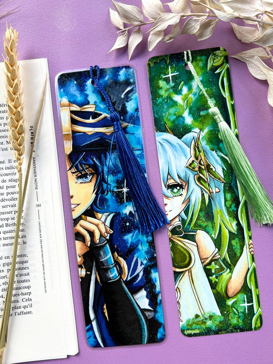 Marque-page Genshin Scaramouche/Nahida - Art traditionnel