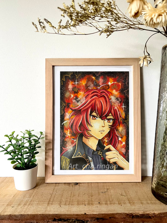 Illustration aquarelle Diluc