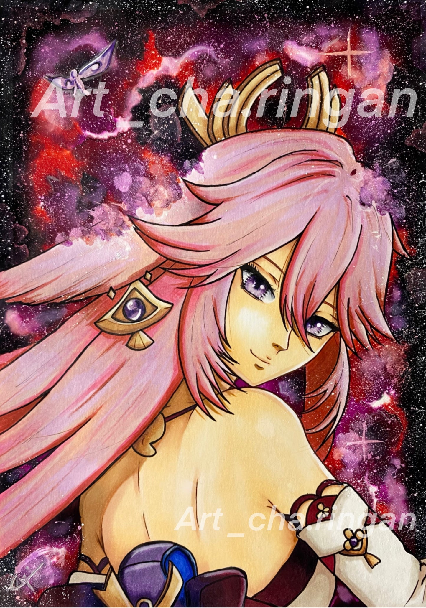 Illustration aquarelle Yae Miko