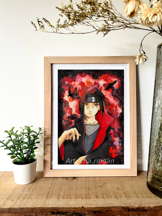 Illustration aquarelle Ninja sharingan
