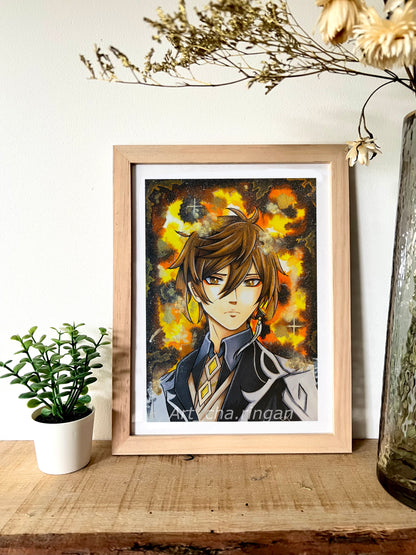 Illustration aquarelle Zhongli
