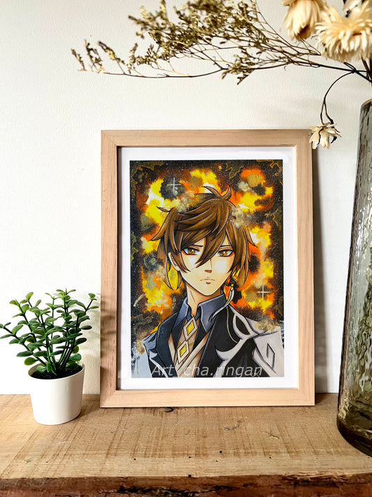 Illustration aquarelle Zhongli