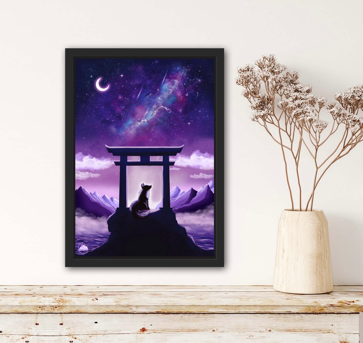 Affiche japonaise Renard sous un Tori - Art numérique