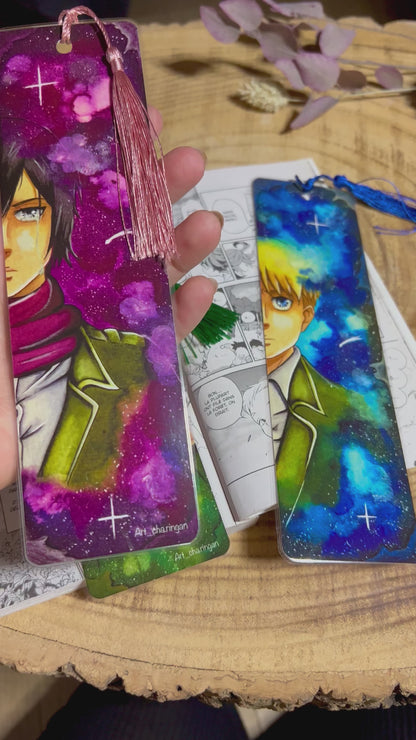 Marque-pages aquarelle Mikasa / Eren / Armin